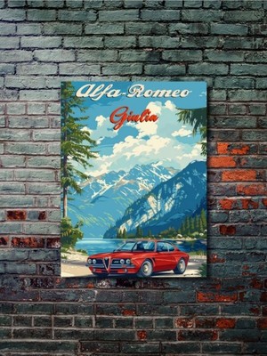 Alfa Romeo Gulia, Eşsiz Tasarım Otomobil Posterleri, Özel Tasarım Kağıt Poster