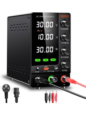 Smartgift 0-30V/10A Ayarlanabilir Dc Güç Kaynağı Voltaj Regülatörü Süper Model Siyah