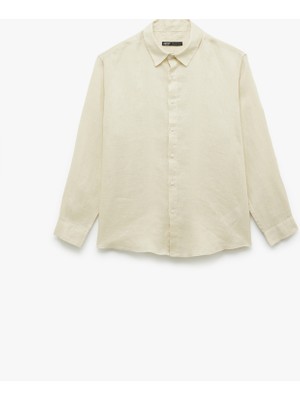 Koton Klasik Yaka Regular Fit Uzun Kollu Keten Gömlek