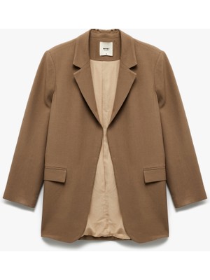 Koton Cepli Astarlı Kruvaze Keten Karışımlı Oversize Blazer Ceket