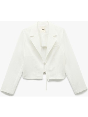 Koton Keten Görünümlü Dokulu Kruvaze Önden Bağlama Detaylı Blazer Ceket