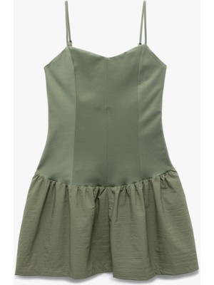 Koton Ip Askılı Kalp Yaka Dikiş Detaylı Balon Elbise