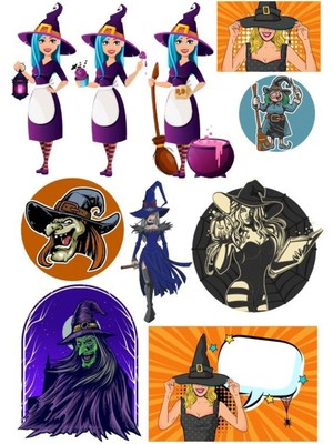 Cadı Sticker Set-3 10 Parça Telefon, Tablet, Defter, Laptop Sticker