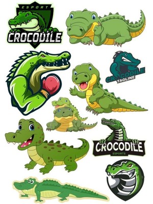 Timsah Sticker Set-2 10 Parça Telefon, Tablet, Defter, Laptop Sticker