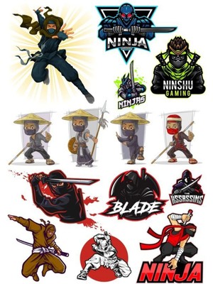 Savaşçı Ninja Sticker Set-1 14 Parça Telefon, Tablet, Defter, Laptop Sticker