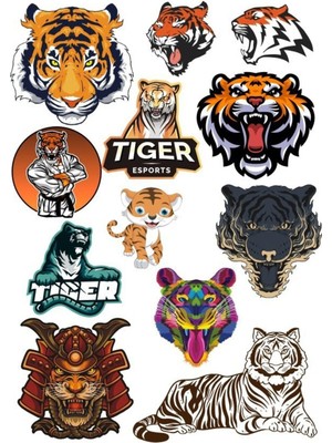 Tiger Kaplan Sticker Set-1 13 Parça Telefon, Tablet, Defter, Laptop Sticker