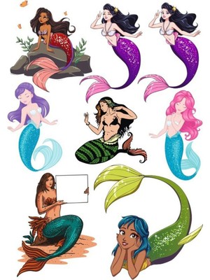 Deniz Kızı Sticker Set-1 9 Parça Telefon, Tablet, Defter, Laptop Sticker