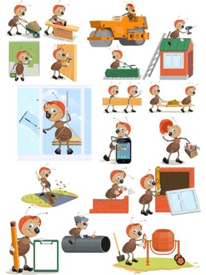 Çalışan Karınca Sticker Set 13 Parça Telefon, Tablet, Defter, Laptop Sticker