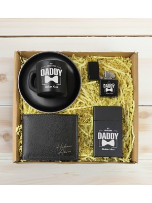 Bk Gift Kişiye Özel Isimli Baba Temalı Siyah Türk Kahvesi Fincanı&cüzcan&çakmak&sigara Kutusu Hediye Seti-5, Babaya Hediye, Babalar Günü Hediyeleri