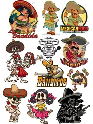 Meksika Temalı Sticker Set 11 Parça Telefon, Tablet, Defter, Laptop Sticker