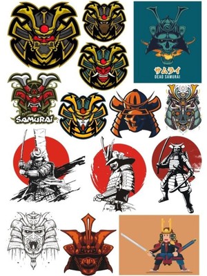 Samurai Sticker Set-4 14 Parça Telefon, Tablet, Defter, Laptop Sticker
