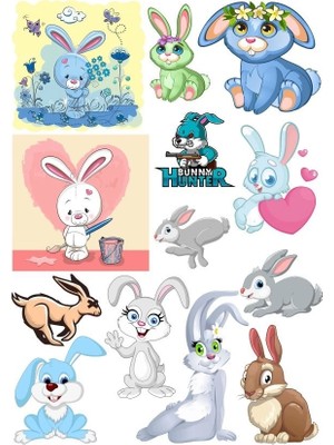 Tavşan Sticker Set-2 20 Parça Telefon, Tablet, Defter, Laptop Sticker