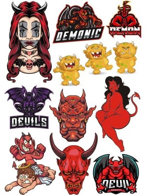 Devil Şeytan Sticker Set 13 Parça Telefon, Tablet, Defter, Laptop Sticker