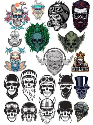 Kuru Kafa Iskelet Sticker Set-7 15 Parça Telefon, Tablet, Defter, Laptop Sticker