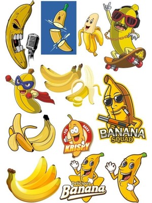 Muz Sticker Set-1 13 Parça Telefon, Tablet, Defter, Laptop Sticker