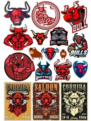 Boğa Sticker Set-7 17 Parça Telefon, Tablet, Defter, Laptop Sticker