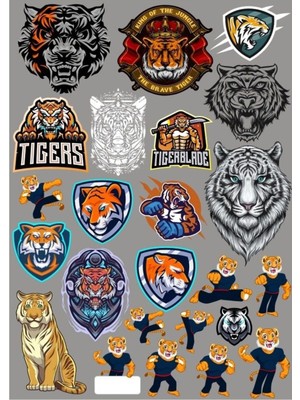 Kaplan ve Aslanlar Sticker Set 25 Parça Telefon, Tablet, Defter, Laptop Sticker