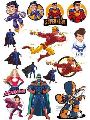 Süper Kahramanlar Sticker Set-1 15 Parça Telefon, Tablet, Defter, Laptop Sticker