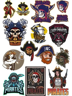 Korsan Sticker Set 14 Parça Telefon, Tablet, Defter, Laptop Sticker