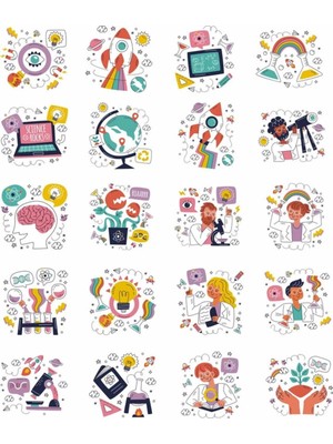 Bilim Sticker Set 20 Parça Telefon, Tablet, Defter, Laptop Sticker