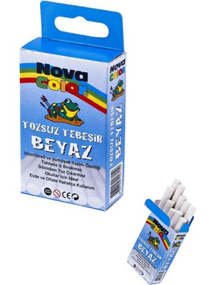 Glanart Nova Color Beyaz Tozsuz Tebeşir 10 lu 1 Paket Standart Ölçülerle Kullanıma Uygun