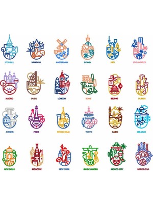 Başkentler Sticker Set 5 24 Parça Telefon, Tablet, Defter, Laptop Sticker