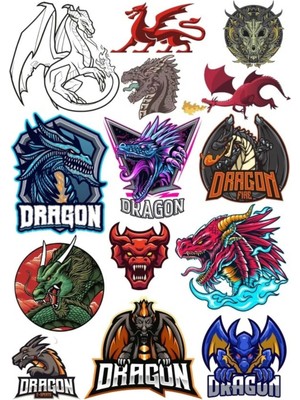 Ejderha Sticker Set 6 12 Parça Telefon, Tablet, Defter, Laptop Sticker