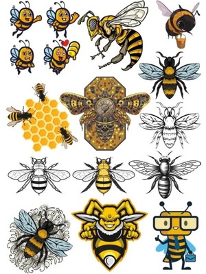 Arılar Sticker Set 6 15 Parça Telefon, Tablet, Defter, Laptop Sticker