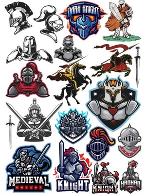 Şövalye Savaşçı Sticker Set 16 Parça Telefon, Tablet, Defter, Laptop Sticker