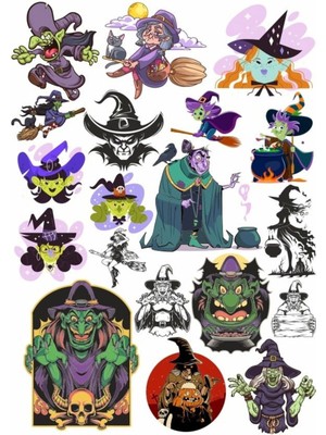 Cadı ve Büyücü Sticker Set 1