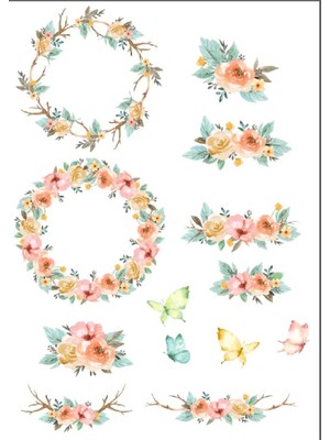 Çiçekli Çerçeveler Sticker Set