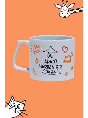 Bu Adam Harika Bir Baba Babalar Günü Tasarım Baskılı Beyaz Lüks Sap Kupa Bardak
