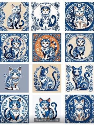 Porselen Temalı Kedi Sticker Set 1