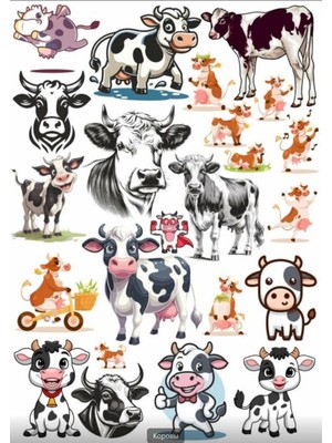 Sevimli Inek Sticker Set 2