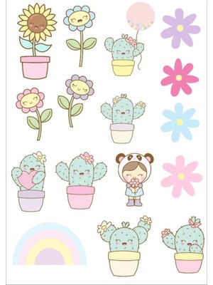 Sevimli Saksı Bitkileri Sticker Set
