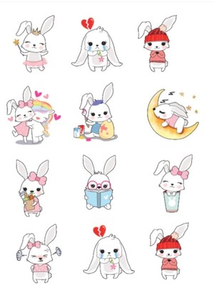 Tavşan ve Ruh Halleri Sticker Set
