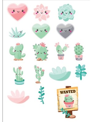 Sevimli Kaktüs Sticker Set 2