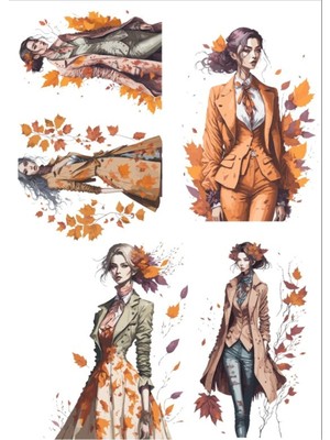 Sonbahar Temalı Kız Sticker Set