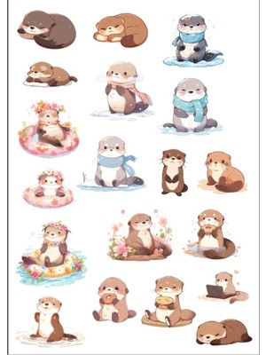 Sevimli Tatlı Rakun Sticker Set