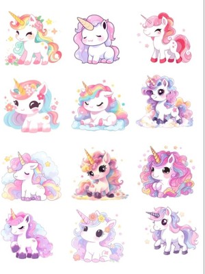 Tek Boynuzlu Atlar Sticker Set