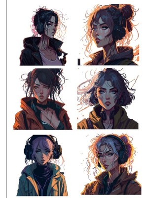 Kulaklıklı Kız Sticker Set 12