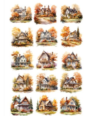 Sonbahar Temalı Ev Sticker Set