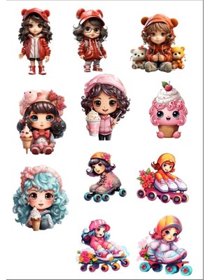 Küçük Kız Sticker Set