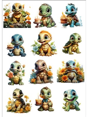 Sevimli Kaplumbağa Sticker Set