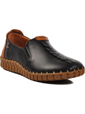 Siyah Hakiki Deri Kadın Casual Ayakkabı 2010725Y Z