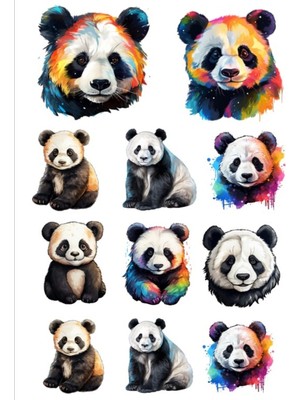 Renkli Panda Sticker Set 1