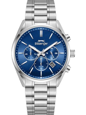 Slazenger SL.09.2493.2.06 Quartz Çelik Gri Mavi Kadran 42 mm Erkek Kol Saati