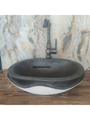 Bazalt Siyah Dışı Mucartalı Elips Lavabo