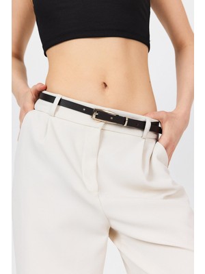 Rays Siyah Ince Gümüş Toka Detaylı Kemer 413