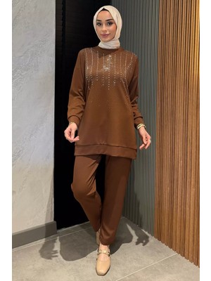 Julude Büyük Beden Taşlı Tesettür Tunik Pantolon Ikili Takım P-00016524